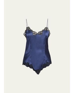 Isabel Marant Amael Lace-Trim Silk Cami Top - Blue