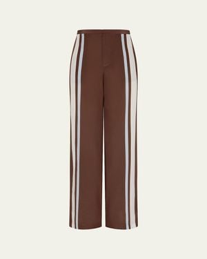 SIR. Marais Striped Silk Crepe Pants - Brown