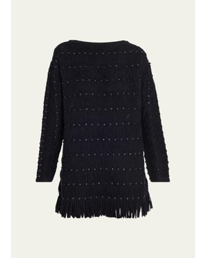 DIOTIMA Notte Crystal Fringed Knit Mini Dress - Blue