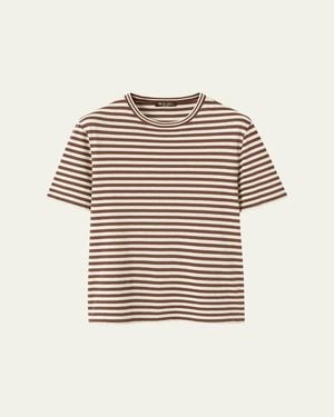 Loro Piana Agonda Cotton And Linen Bengal Stripe Crewneck T-Shirt - White