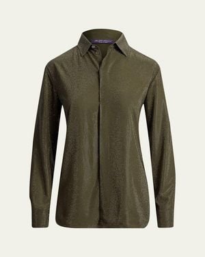 Ralph Lauren Silk Long-Sleeve Mesh Shirt - Green