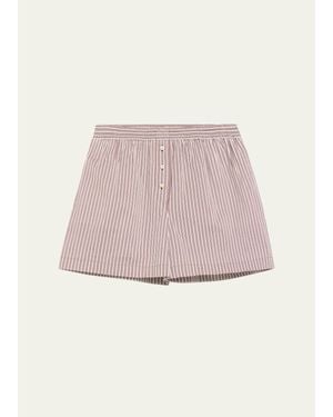 Brunello Cucinelli Striped Crispy Cotton-Silk Pajama Shorts - Natural