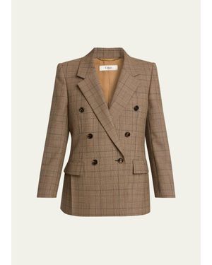 Chloé Double-Breasted Check Tailoring Jacket - Natural
