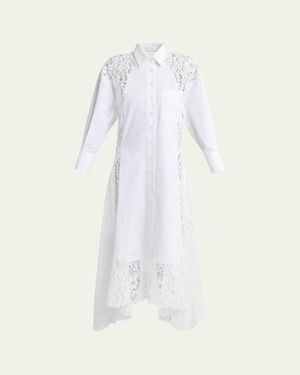 Stella McCartney Lace-Paneled Poplin Midi Shirtdress - White