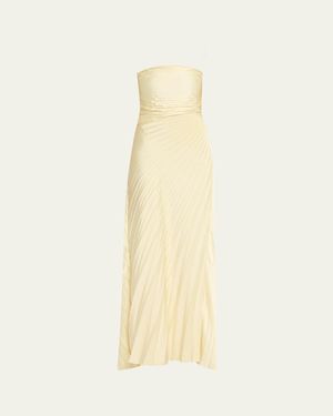 A.L.C. Bianca Pleated Strapless Gown - Natural