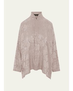 Eskandar Wide A-Line Double Stand Collar Shirt - Multicolor