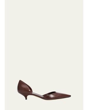 The Row 35Mm Liisa Leather Kitten-Heel D'Orsay Pumps - Natural