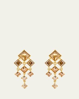 Oscar de la Renta Square-Cut Rhinestone Chandelier Clip-On Earrings - Metallic