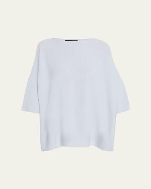Eskandar Square 3/4 Sleeve Top - Black