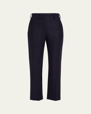 Loro Piana Doyle Cashmere Flannel Straight-Leg Ankle Pants - Blue