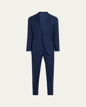 Cesare Attolini Wool Chevron 130 Two-Piece Suit - Blue