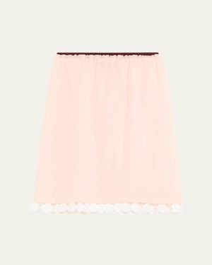 Plan C Dot Sequined Knee-Length Slip Skirt - Natural