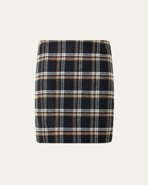 Akris Punto Plaid Wool Tricotine Tweed Mini Skirt - Black