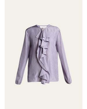Lanvin Pussy-Bow Silk Blouse - Purple