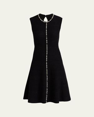 Teri Jon Sleeveless Beaded Metallic Knit Dress - Black