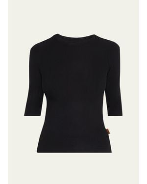 Jamie Haller The Rib Elbow-Sleeve Crew T-Shirt - Black