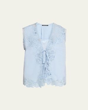 Kobi Halperin Bianca Lace-Trimmed Blouse - Blue