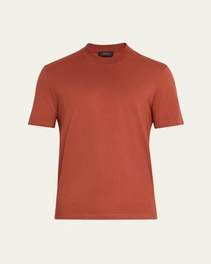 Brioni Cotton And Cashmere Slim-Fit Crewneck T-Shirt - Red