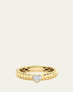 Anita Ko 18K Thin Zoe Ring With Heart Diamond - Natural