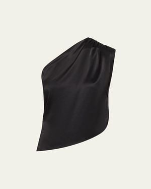 AEXAE Asymmetric Silk Top - Black