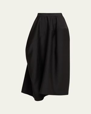Heirlome Karla Asymmetric Silk-Wool Faille Ankle Skirt - Black