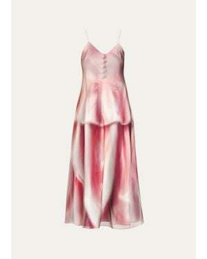 Maison Margiela Porcelain-Print A-Line Dress - Pink