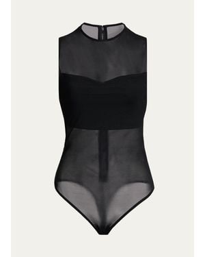 Alice + Olivia Mesh Bandeau Bodysuit - Black