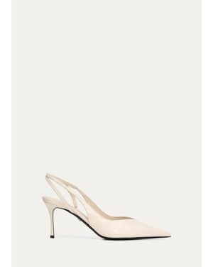 Ferragamo Dafne 70Mm Croc-Embossed Slingback Pumps - White