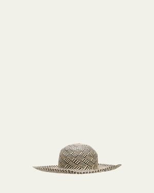 Barbisio Amos Patterned Straw Large-Brim Hat - Natural