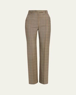 McQueen Prince Of Wales Wool Straight-Leg Pants - Natural