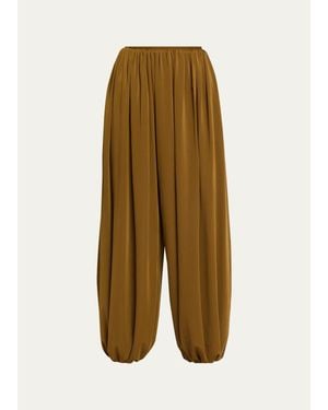 Ronny Kobo Renier Ruched Wide-Leg Jersey Pants - Green