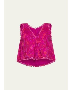 Cinq À Sept Ibbie Paisley Bloom Top - Pink