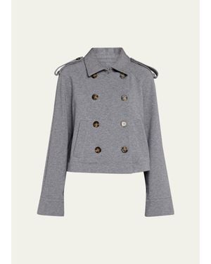 Veronica Beard Conneley Cotton-Blend Double-Breasted Crop Trench Coat - Gray