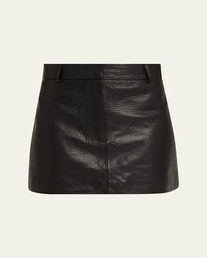 AEXAE Pebble Leather Mini Skirt - Black