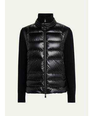 Moncler Grenoble Padded Wool Zip-Up Cardigan - Black