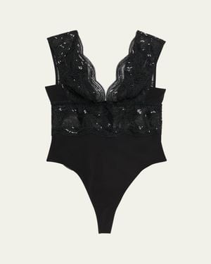 LIVY Mirage Sequin Soutache Lace Bodysuit - Black
