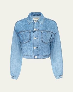 L'Agence Gaines Balloon-Sleeve Denim Jacket - Blue