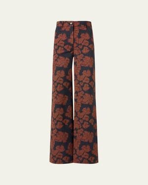 Akris Punto Cooper Ikat Flower Pants - Brown
