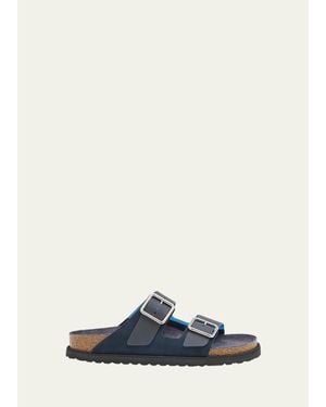 1774 BIRKENSTOCK Arizona Suede Pvc Dual-Buckle Slide Sandals - White