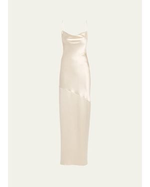 Atelier Prabal Gurung Thin Strap Cowl-Neck Silk Gown - Natural