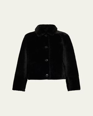Yves Salomon Tailored Shearling Coat - Black