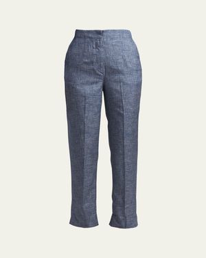 Giorgio Armani Denim-Effect Silk Pants - Blue