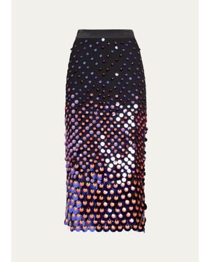 Christopher John Rogers Sequined Silk Chiffon Midi Pencil Skirt - White