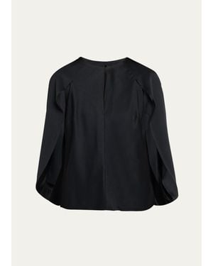 Jonathan Simkhai Lauren Satin Cape Top - Black