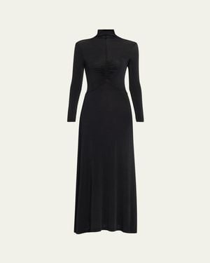 Ulla Johnson Koa Ruched Jersey Turtleneck Maxi Dress - Black