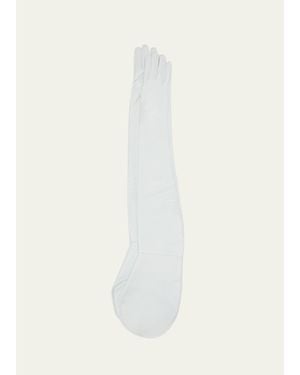 Jil Sander Patent Leather Shoulder Gloves - White