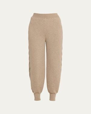 Loro Piana Napier Firefly Cable-Knit Cashmere Sweatpants - Natural