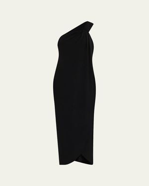 Ronny Kobo Xaden Draped One-Shoulder Crepe Maxi Dress - Black