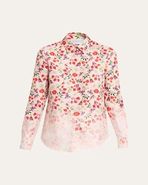 Gabriela Hearst Henri Ombre Floral Silk Button-Down Blouse - Pink