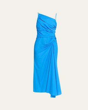 A.L.C. Juno Ruched One-Shoulder Midi Dress - Blue